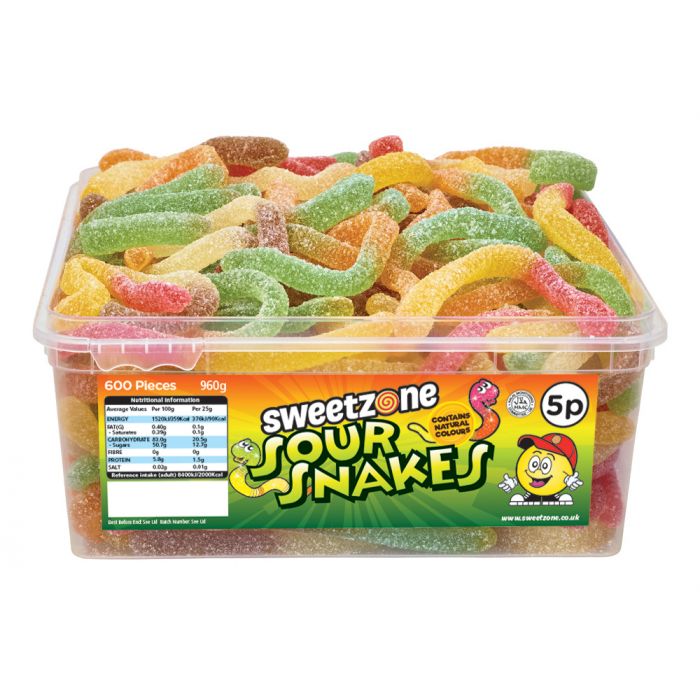 Sweetzone Sour Snakes Tub 960g