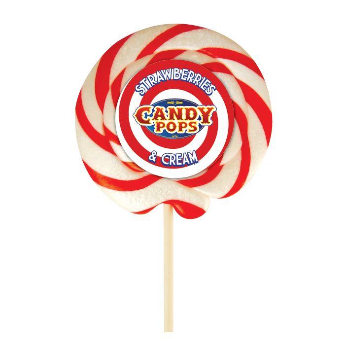 Candy Pops Traditional Strawberry & Cream Wheel Lollipops 75g